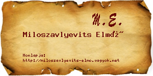 Miloszavlyevits Elmó névjegykártya